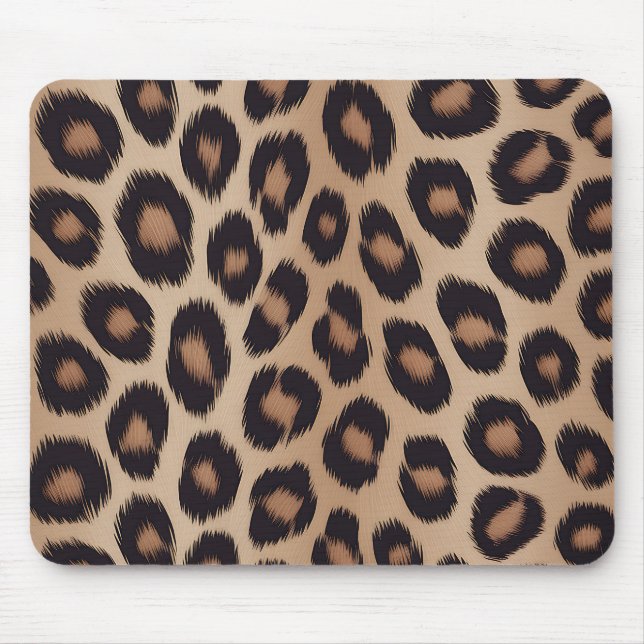 Klassischer Leoparden-Tierdruck Brauner Gepard Mousepad (Vorne)