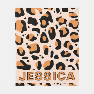 Klassischer Leopardenprint Orange Schwarz Fleecedecke