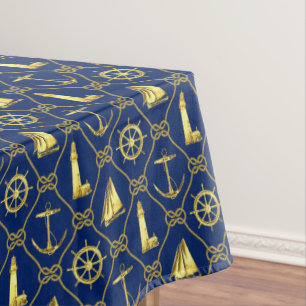 Klassischer Leuchtturm für Nautical Gold Rope Ship Tischdecke
