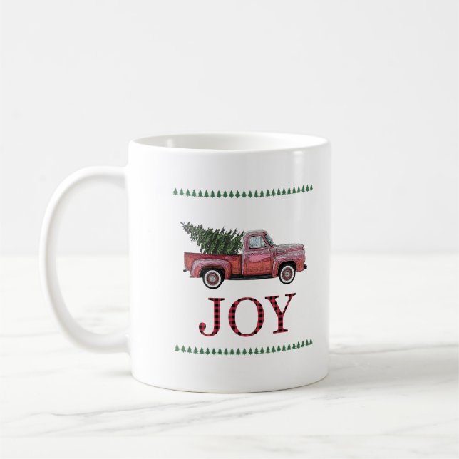 Klassischer Lieferwagen LKW Weihnachtsbaum Design. Kaffeetasse (Links)