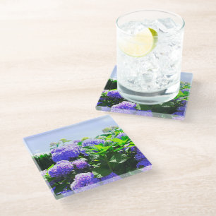 Klassischer Lila-realistischer Hydrangea-Untersetz Glasuntersetzer