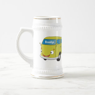 Klassischer limegrüner Van-Cartoon Bierglas