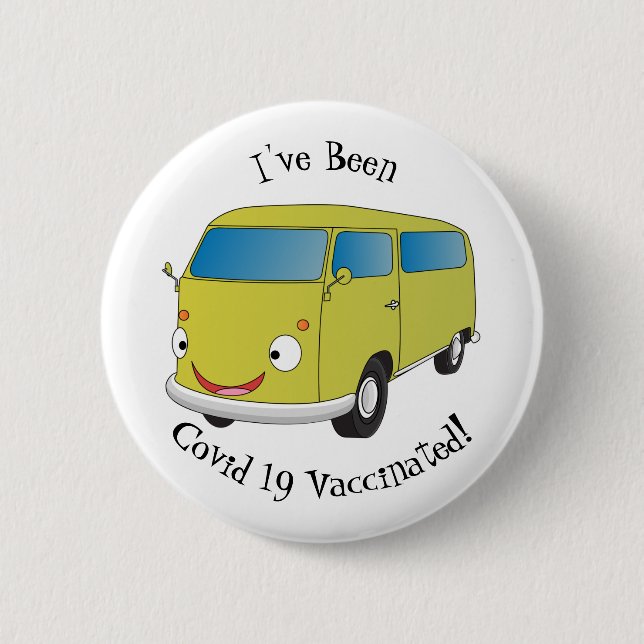 Klassischer limegrüner Van-Cartoon Button (Vorderseite)