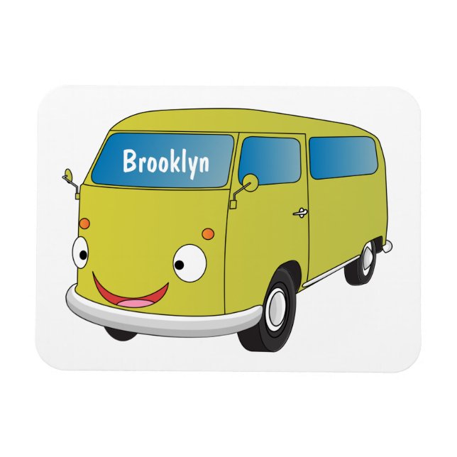 Klassischer limegrüner Van-Cartoon Magnet (Horizontal)