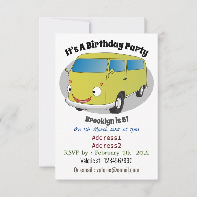 Klassischer Limettengrüner Cartoon Einladung (Vorderseite)