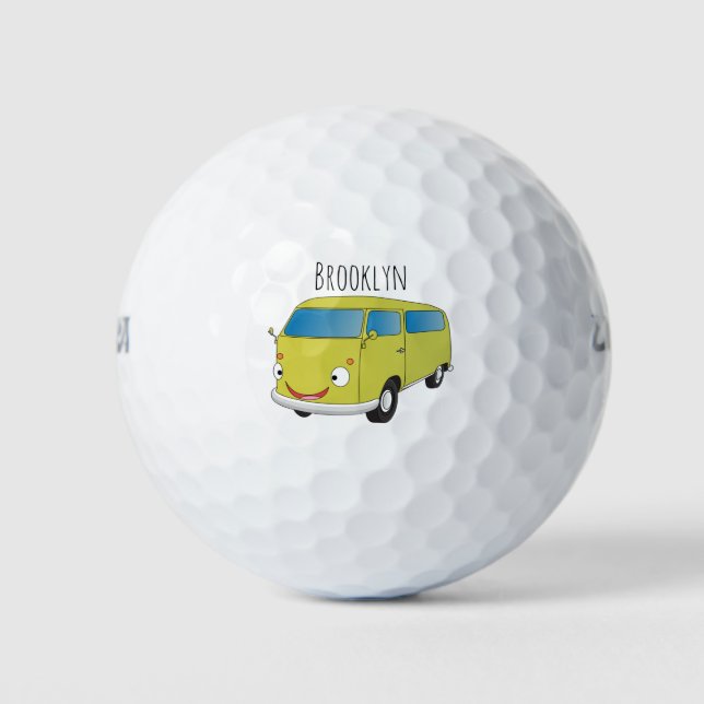 Klassischer Limettengrüner Cartoon Golfball (Vorderseite)