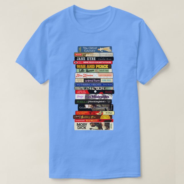 Klassischer Literaturbuchstapel T-Shirt (Design vorne)