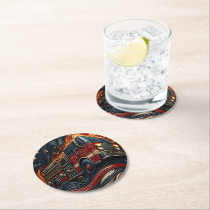 Klassischer LKW auf Nachahmungsleder Runder Pappuntersetzer