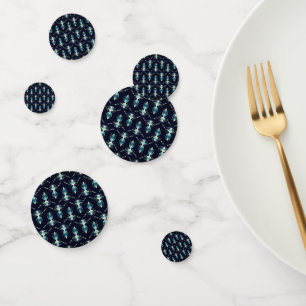 Klassischer Look von blauen Edelsteinen mit glühen Konfetti