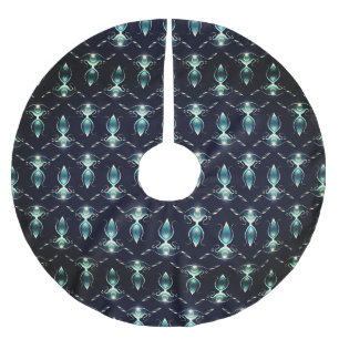 Klassischer Look von blauen Edelsteinen mit glühen Polyester Weihnachtsbaumdecke