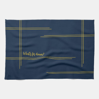 Klassischer Luxus Navy und Gold Abendessen? Geschirrtuch