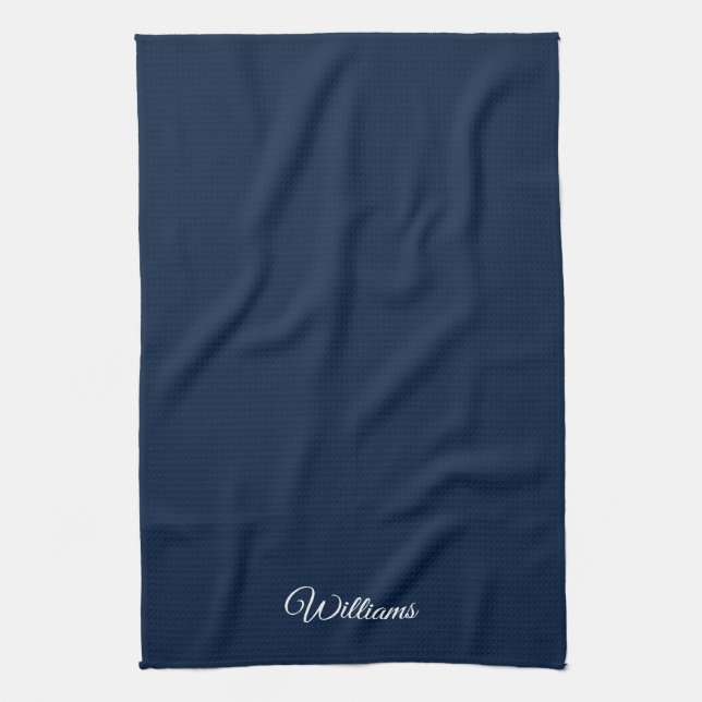 Klassischer Marineblau blau anpassen Geschirrtuch (Vertikal)
