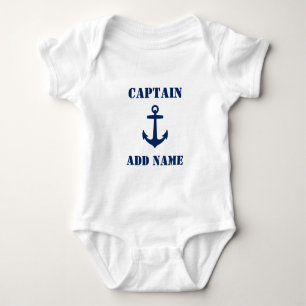 Klassischer Marineblauer Anker & Babyname/Rang Baby Strampler
