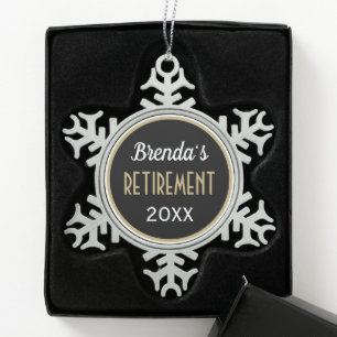Klassischer, maßgeschneiderter Ruhestands-Schmuck Schneeflocken Zinn-Ornament