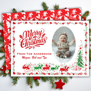 Klassischer Mid-Century-Foto-Weihnachtsgruß Feiertagskarte
