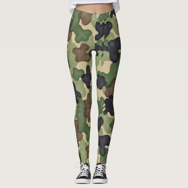 Klassischer militärischer Camouflage Nahtloses Mus Leggings (Vorderseite)
