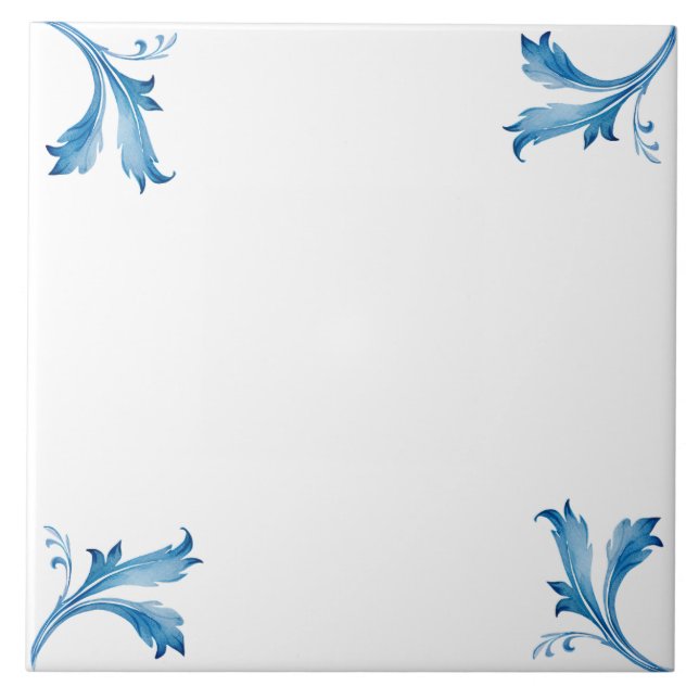 Klassischer minimalistischer blauer Blattkachel-Sc Fliese (Vorderseite)