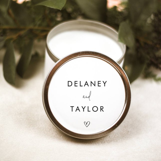 Klassischer Minimalistischer Mixed Schriftart Einf Runder Aufkleber (Customize with your text and your wedding colors!)