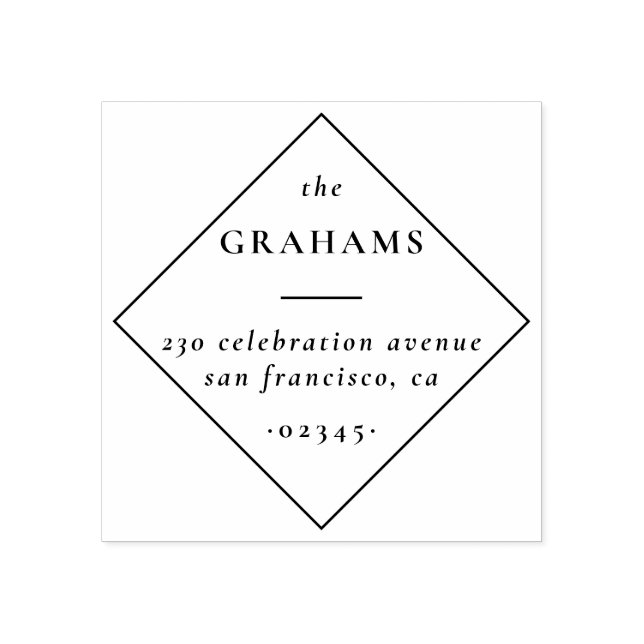 Klassischer Minimalistischer Name Diamond Rücksend Gummistempel (Prägung)