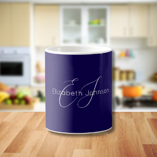 klassischer minimalistischer Name monogram blau-we Kaffeetasse