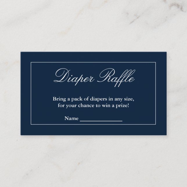 Klassischer Minimalistischer Navy-Blue-Diaper-Raff Begleitkarte (Vorderseite)