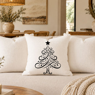Klassischer minimalistischer Weihnachtsbaum Linien Kissen