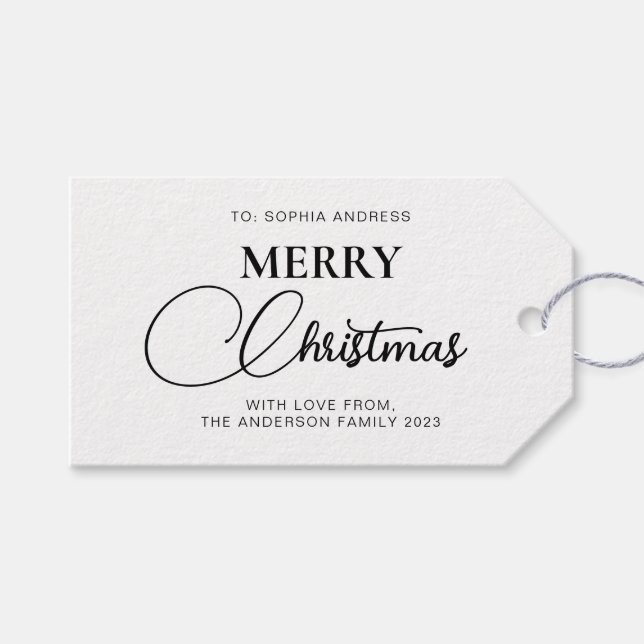 Klassischer Minimalistischer Weihnachtsurlaub Geschenkanhänger (Vorderseite (Horizontal))