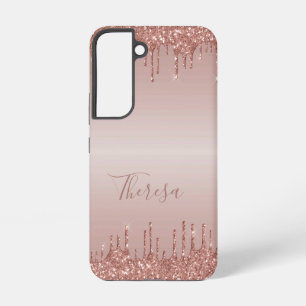 Klassischer, Mit Monogramm Rose Gold Dripped Glitz Samsung Galaxy Hülle