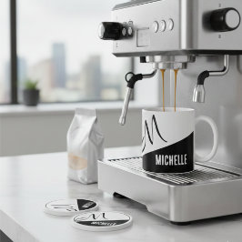 Klassischer Mit Monogramm Schwarz-Weiß-Farbblock Zweifarbige Tasse