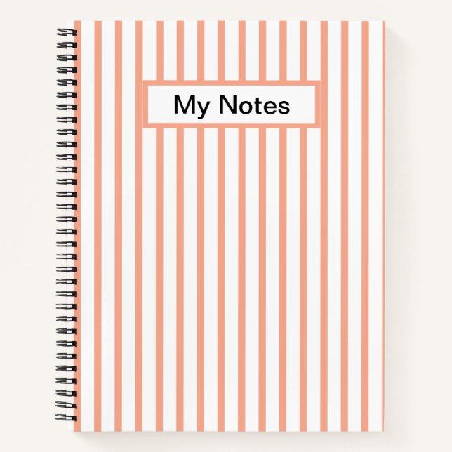 Klassischer, moderner Individuelle Name Peach Stri Notizbuch (Vorderseite)