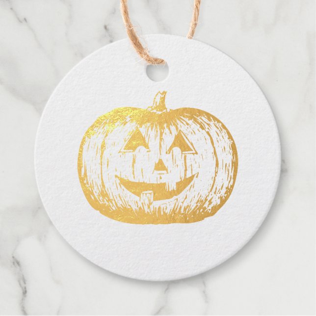 Klassischer moderner Jack-o'-Laterne Pumpkin Geschenkanhänger (Vorderseite)
