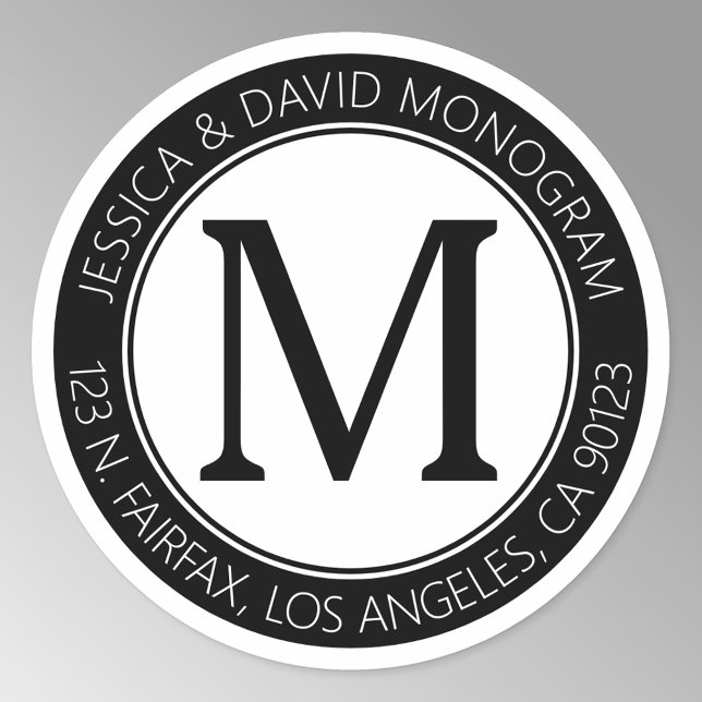 Klassischer moderner Look | Schwarz-Weiß-Rücksende Runder Aufkleber (Von Creator hochgeladen)