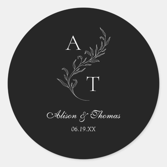 Klassischer Monogram-Umschlag Aufkleber (Vorderseite)