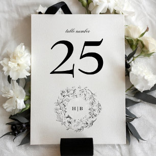 Klassischer Monogramm-Blumenkranz-Hochzeit Tischnummer
