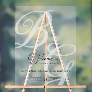 Klassischer Monogramm-Hochzeitswappen Schwarz und  Acrylschild