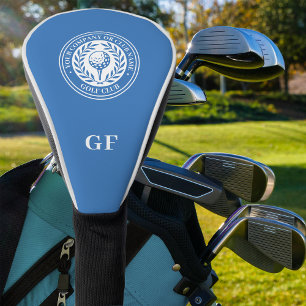 Klassischer Monogramm-Individuelle Name Blau Golf Headcover