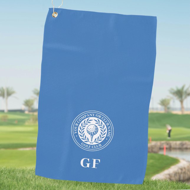 Klassischer Monogramm-Individuelle Name Blau Golfhandtuch (Von Creator hochgeladen)
