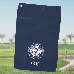Klassischer Monogramm-Individuelle Name Dunkelblau Golfhandtuch