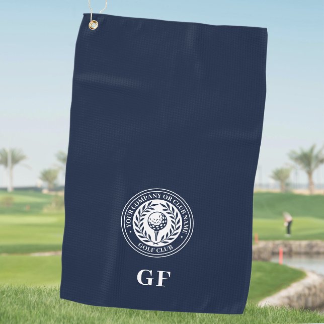 Klassischer Monogramm-Individuelle Name Dunkelblau Golfhandtuch (Von Creator hochgeladen)