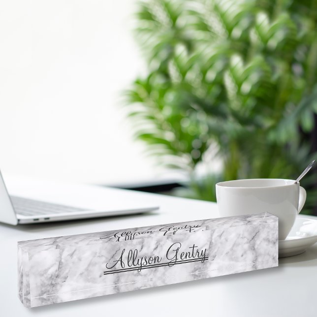 Klassischer Monogramm-Name auf Marmoraussehen Namensplakette (Von Creator hochgeladen)
