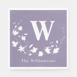 Klassischer Monogramm Name Lilac Floral Wreath Cus Serviette