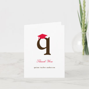 Klassischer Monogramm Q-Abschlussmützen-Foto Moder Dankeskarte