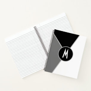 Klassischer monogrammierter Schwarz-Weiß-Farblock Notizbuch