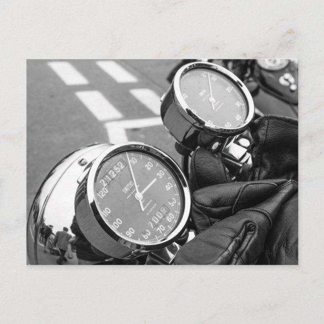 Klassischer Motorradspeedometer Postkarte (Vorderseite)