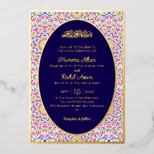 Klassischer Mughal-Bogen Mihrab Islamische Hochzei Folieneinladung