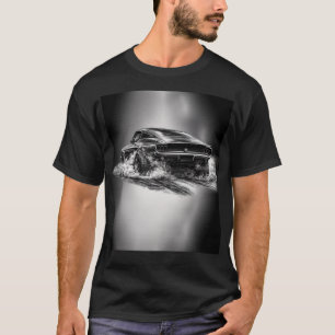 Klassischer Muscle-Car-Burnout Schwarz & Weiß  T-Shirt