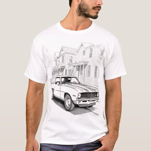Klassischer Muskelwagen der Linie Art T-Shirt (Vorderseite)