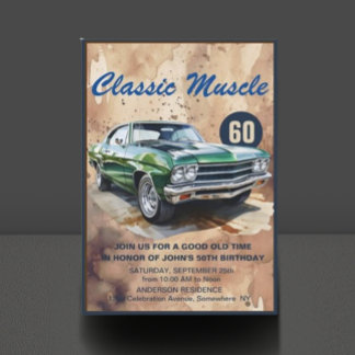 Klassischer Muskelwagen zum Geburtstag Einladung