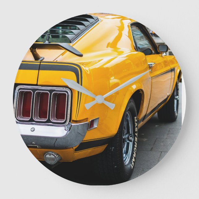 Klassischer Mustang-Superauto Große Wanduhr (Vorderseite)