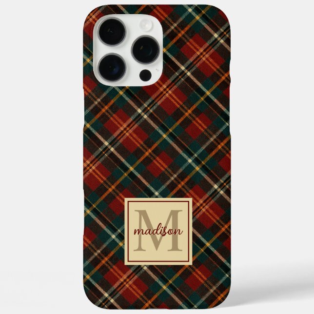 Klassischer Name des Karierten Tartan Monogrammes Case-Mate iPhone Hülle (Rückseite)